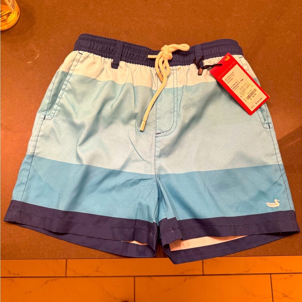 Youth small southern marsh blue swim trunks